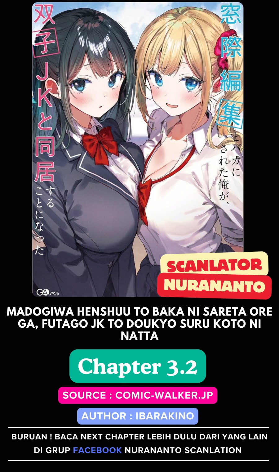 Komik Madogiwa henshuu to baka ni sareta ore ga, futago JK to doukyo suru koto ni natta Chapter 3.2 gambar nomor 1