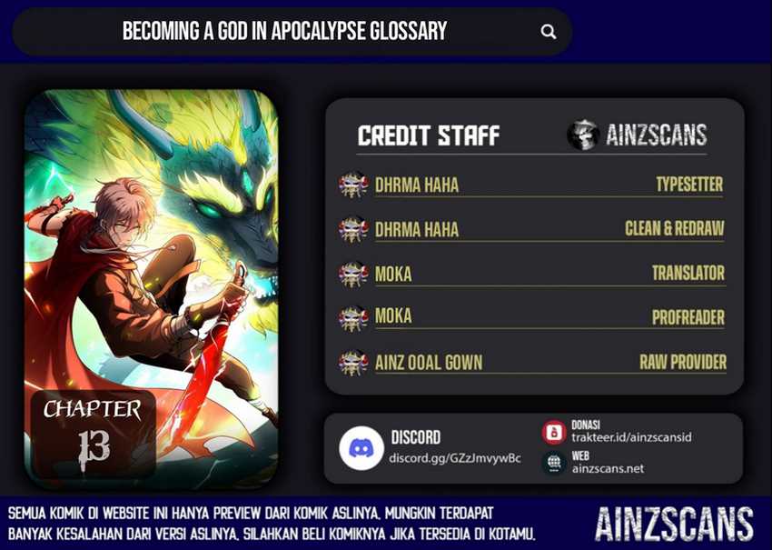 Komik Becoming a God in Apocalypse Glossary Chapter 13 gambar nomor 1