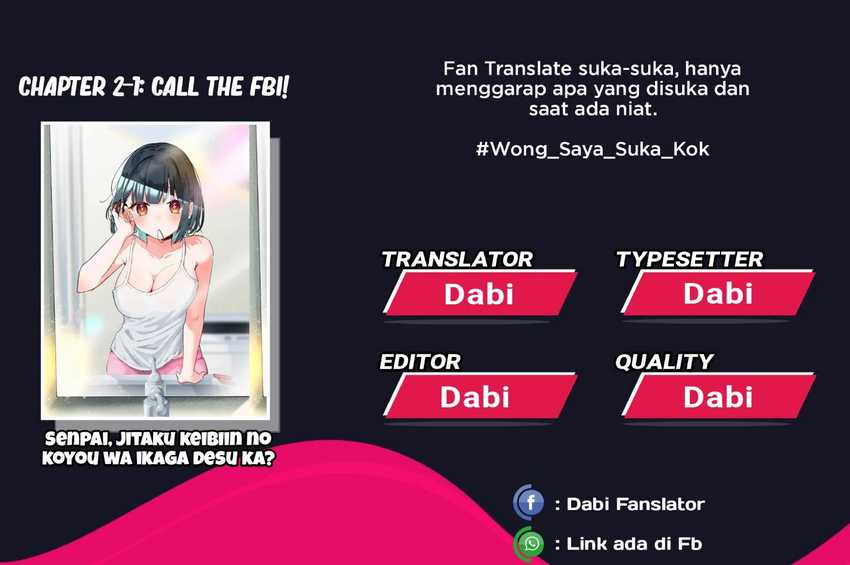 Komik Senpai, Jitaku Keibiin no Koyou wa Ikaga desu ka? Chapter 2.1 gambar nomor 1