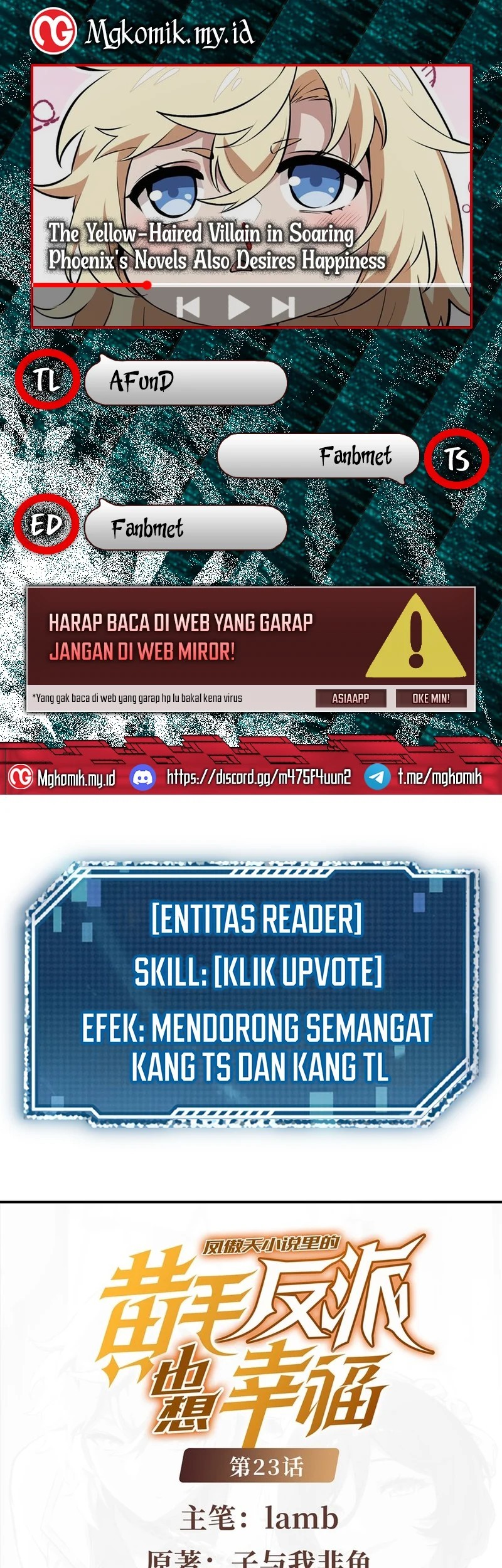 Komik The Yellow-haired Villain in Female Main Character’s Novel wants Happiness Chapter 23 gambar nomor 1