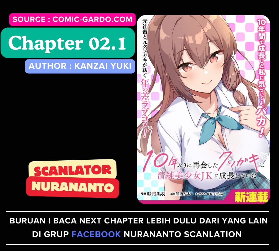 Komik 10-Nen Buri ni Saikai shita Kusogaki wa Seijun Bishoujo JK ni Seichou shiteita Chapter 2.1 gambar nomor 1