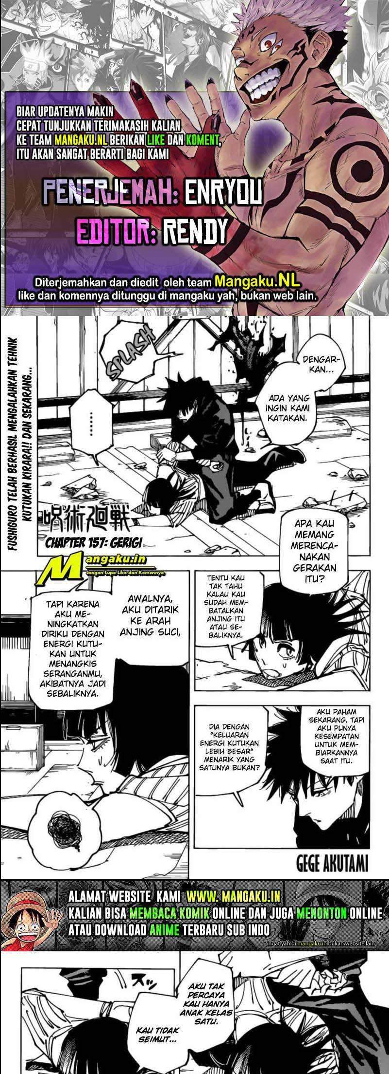 Komik Jujutsu Kaisen Chapter 157 gambar nomor 1