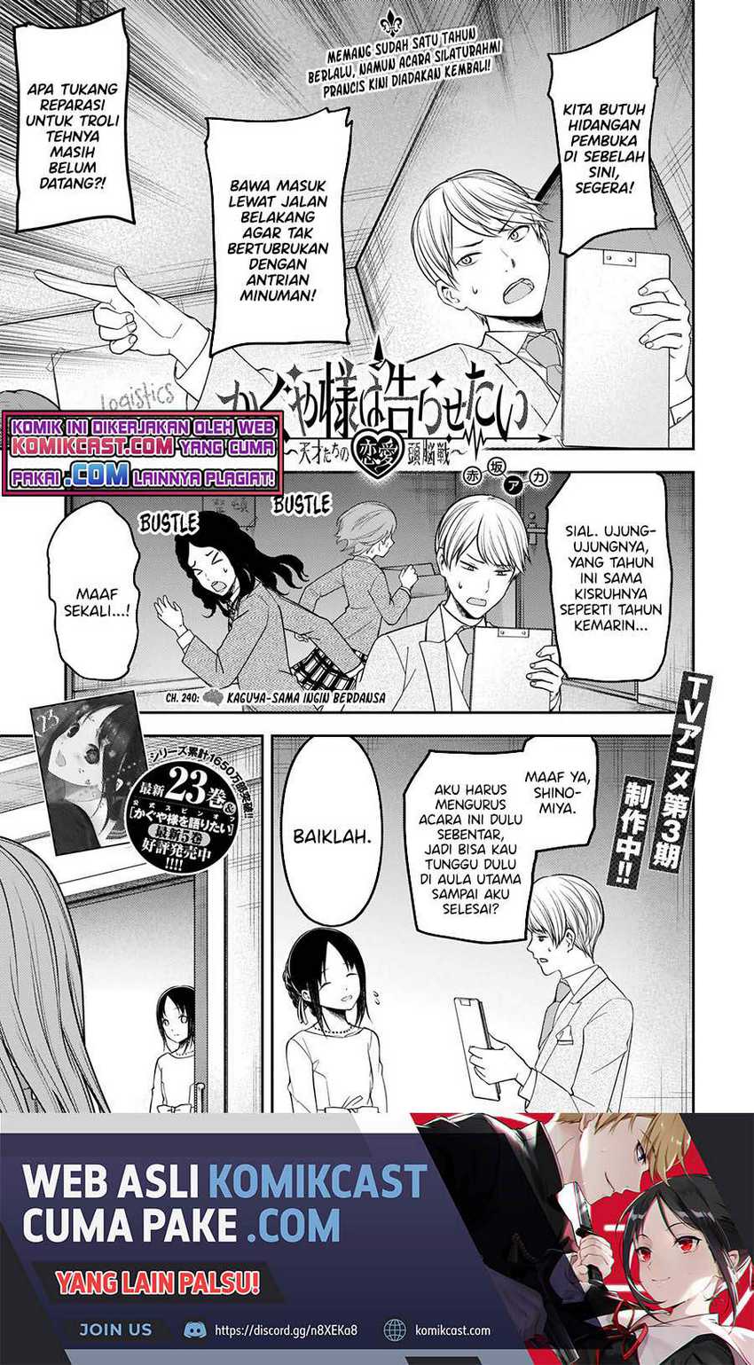 Manga Kaguya-sama wa Kokurasetai – Tensai-tachi no Renai Zunousen Chapter 240 gambar nomor 2