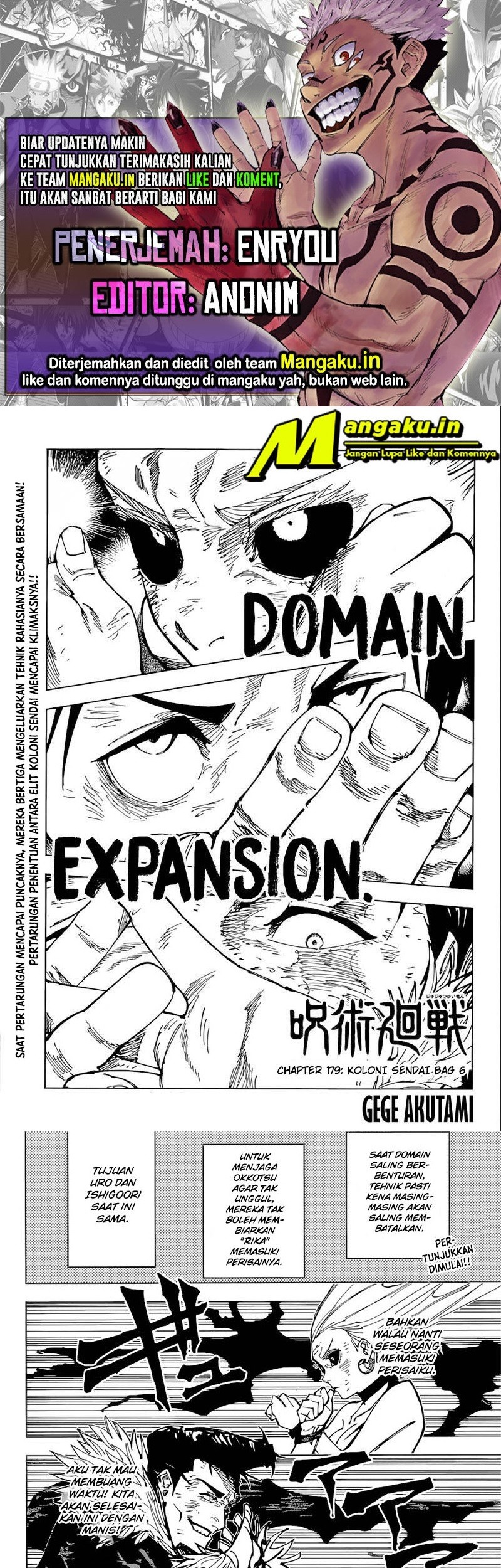 Komik Jujutsu Kaisen Chapter 179 gambar nomor 1