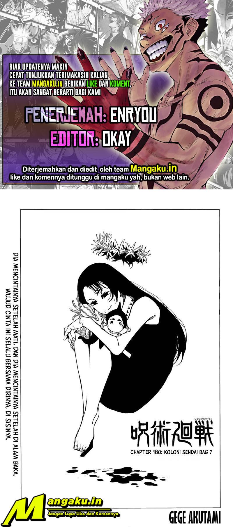 Komik Jujutsu Kaisen Chapter 180 gambar nomor 1