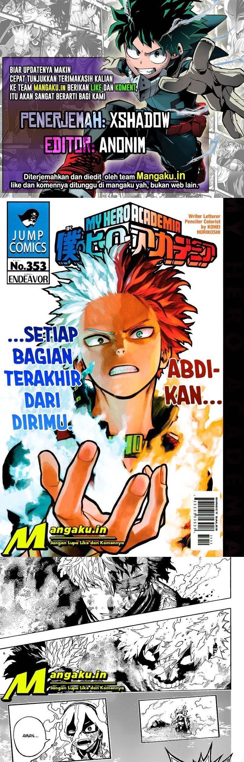 Komik Boku no Hero Academia Chapter 353 gambar nomor 1