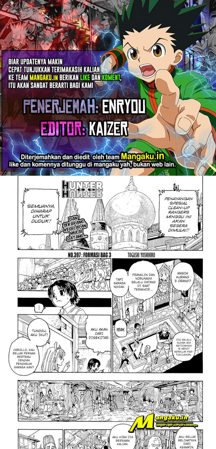 Komik Hunter x Hunter Chapter 397 gambar nomor 1