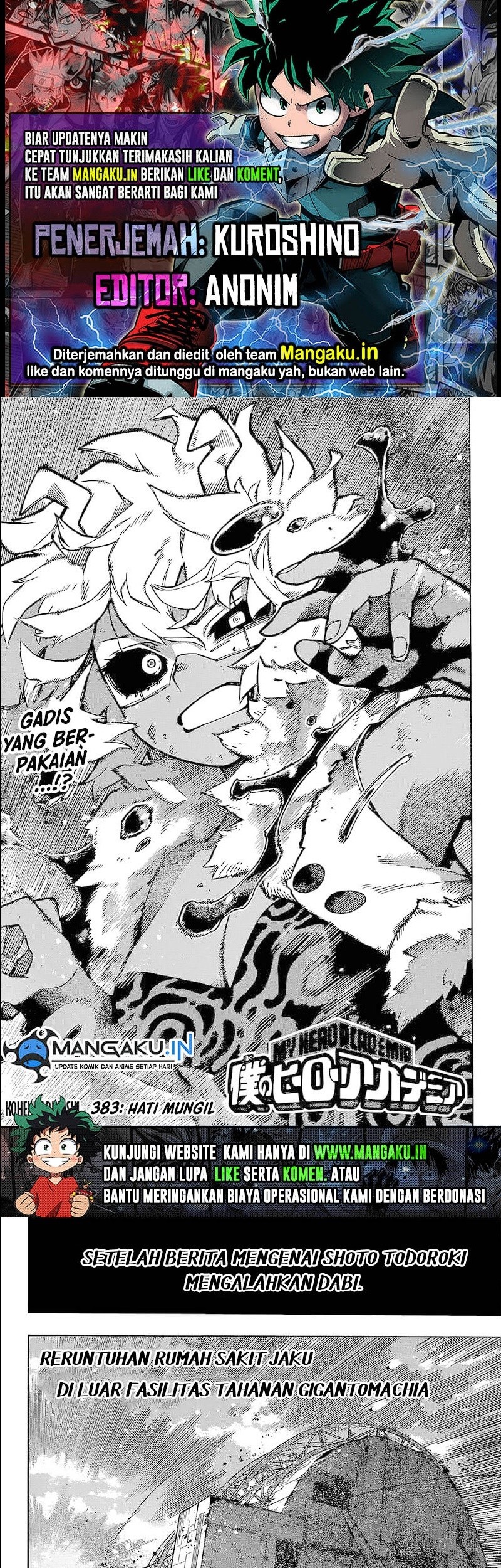 Komik Boku no Hero Academia Chapter 383 gambar nomor 1