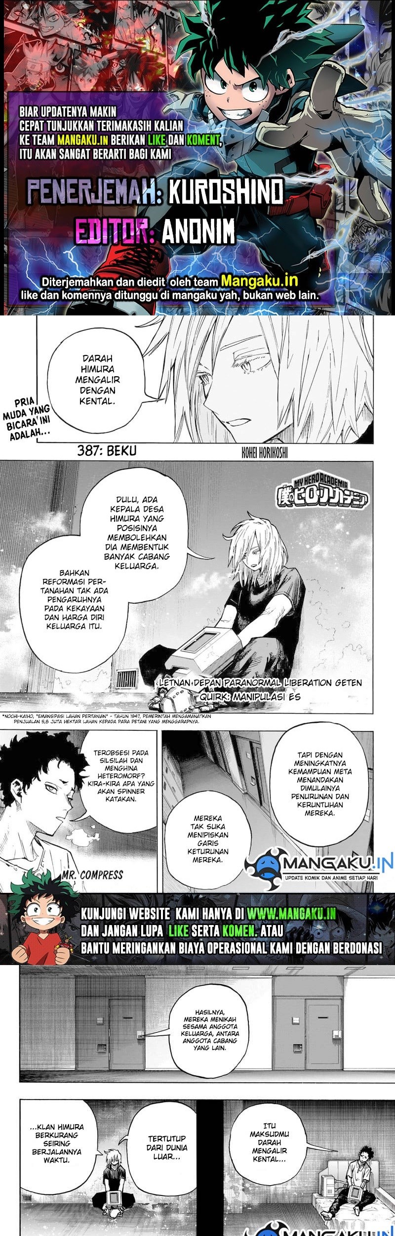 Komik Boku no Hero Academia Chapter 387 gambar nomor 1