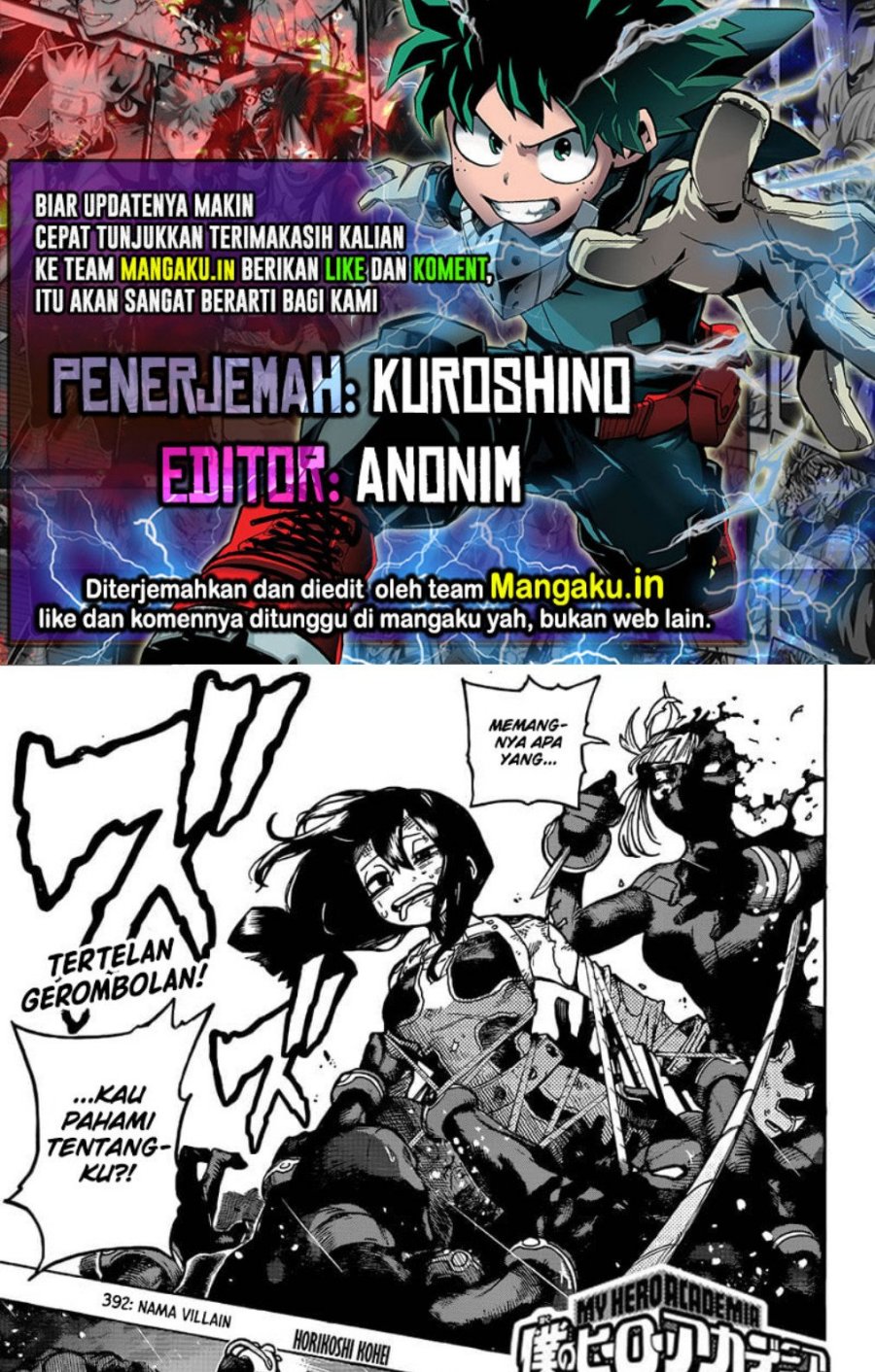 Komik Boku no Hero Academia Chapter 392 gambar nomor 1
