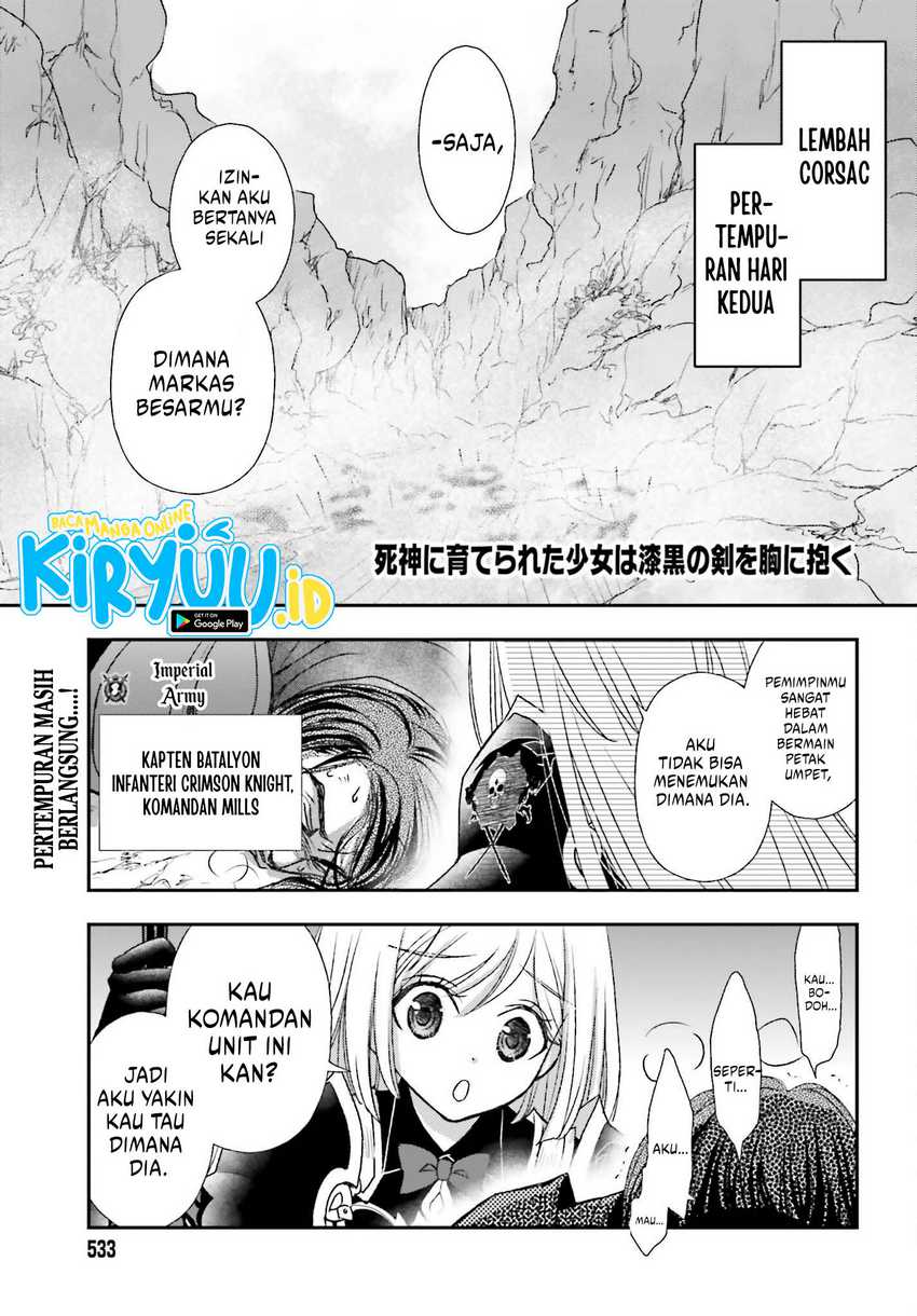 Manga Shinigami ni Sodaterareta Shoujo wa Shikkoku no Tsurugi wo Mune ni Idaku Chapter 35 gambar nomor 2