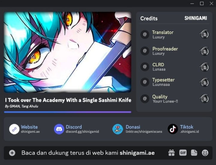 Komik I Took over The Academy With a Single Sashimi Knife Chapter 36 gambar nomor 1