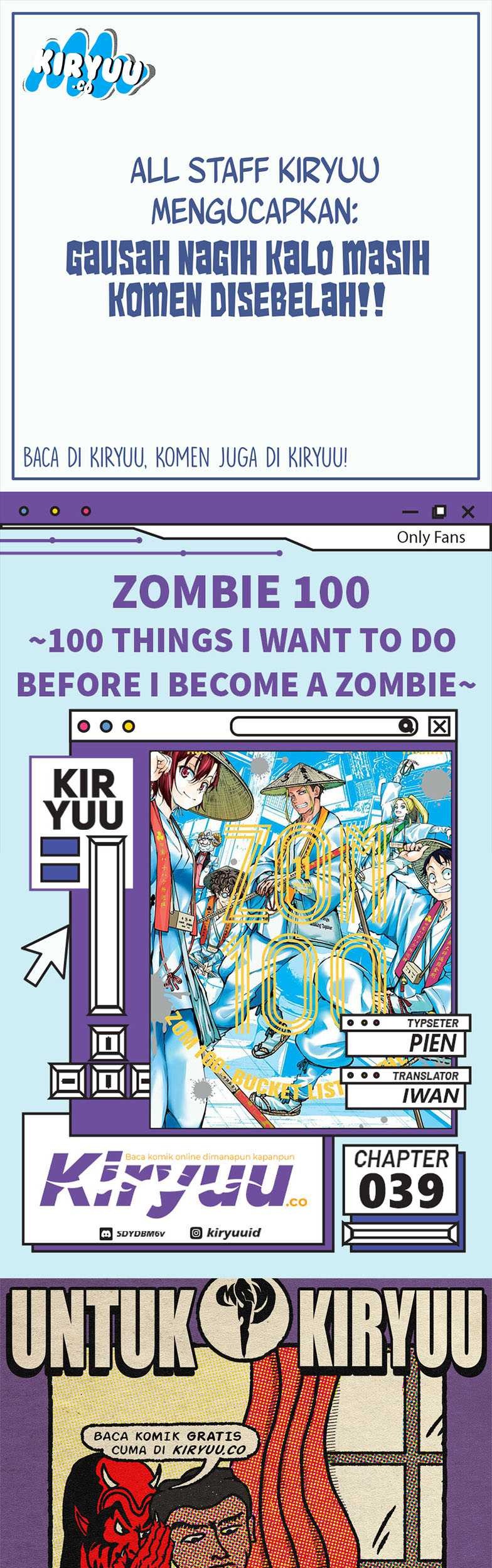 Komik Zombie 100 ~Zombie ni Naru Made ni Shitai 100 no Koto~ Chapter 39 gambar nomor 1