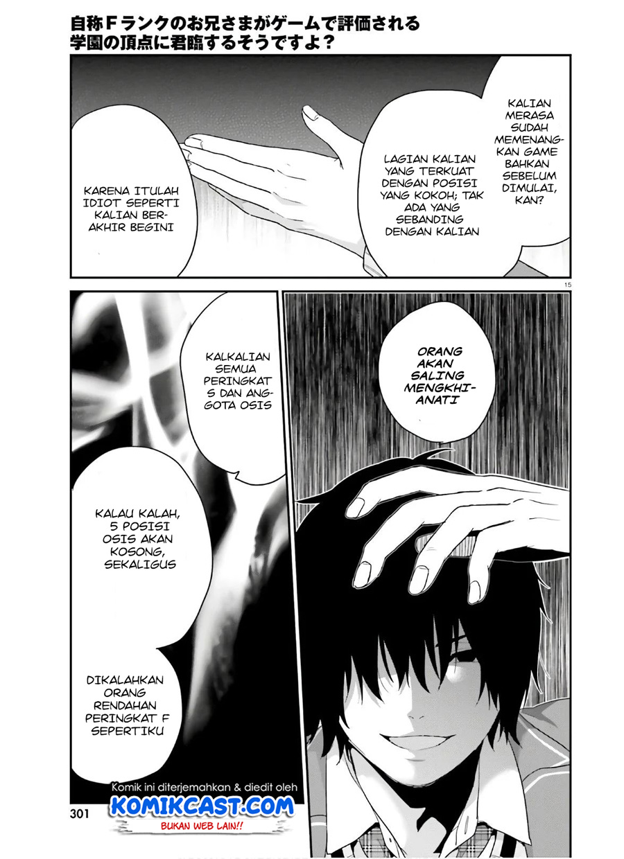 Jishou F-Rank no Oniisama ga Game de Hyouka sareru Gakuen no Chouten ni Kunrin suru Sou desu yo? Chapter 30 Gambar 16