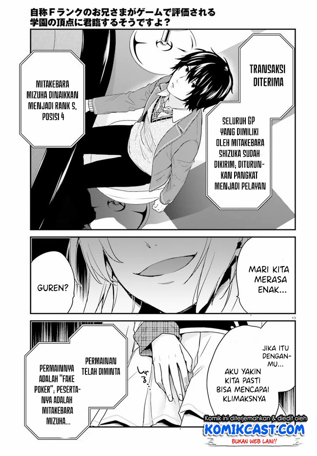 Jishou F-Rank no Oniisama ga Game de Hyouka sareru Gakuen no Chouten ni Kunrin suru Sou desu yo? Chapter 24 Gambar 14